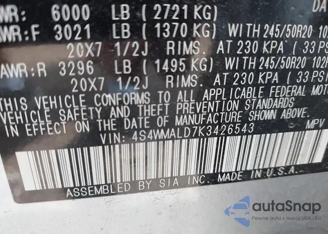 2019 Subaru Ascent Limited from USA, damaged, VIN 4S4WMALD7K3426543